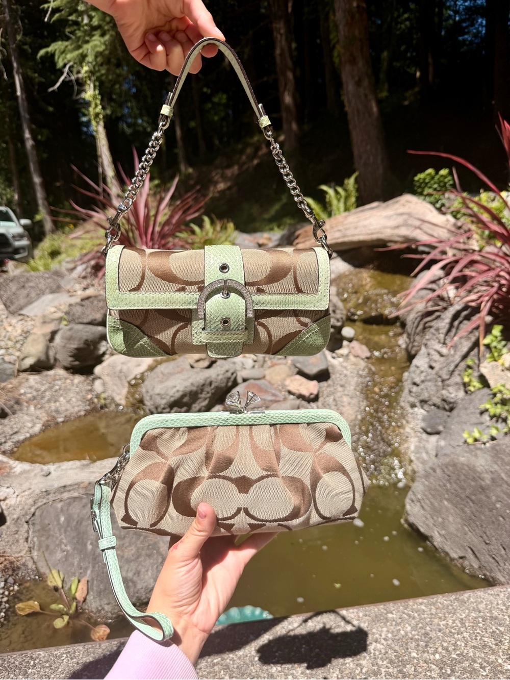 Archival Vintage Mint Swarovski Crystal Coach Baguette Bag & NWT Matching Clutch